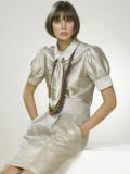 River Island - Metallic shirt and tie �29.99/�50.50, Metallic linen tulip skirt �39.99/�67.00